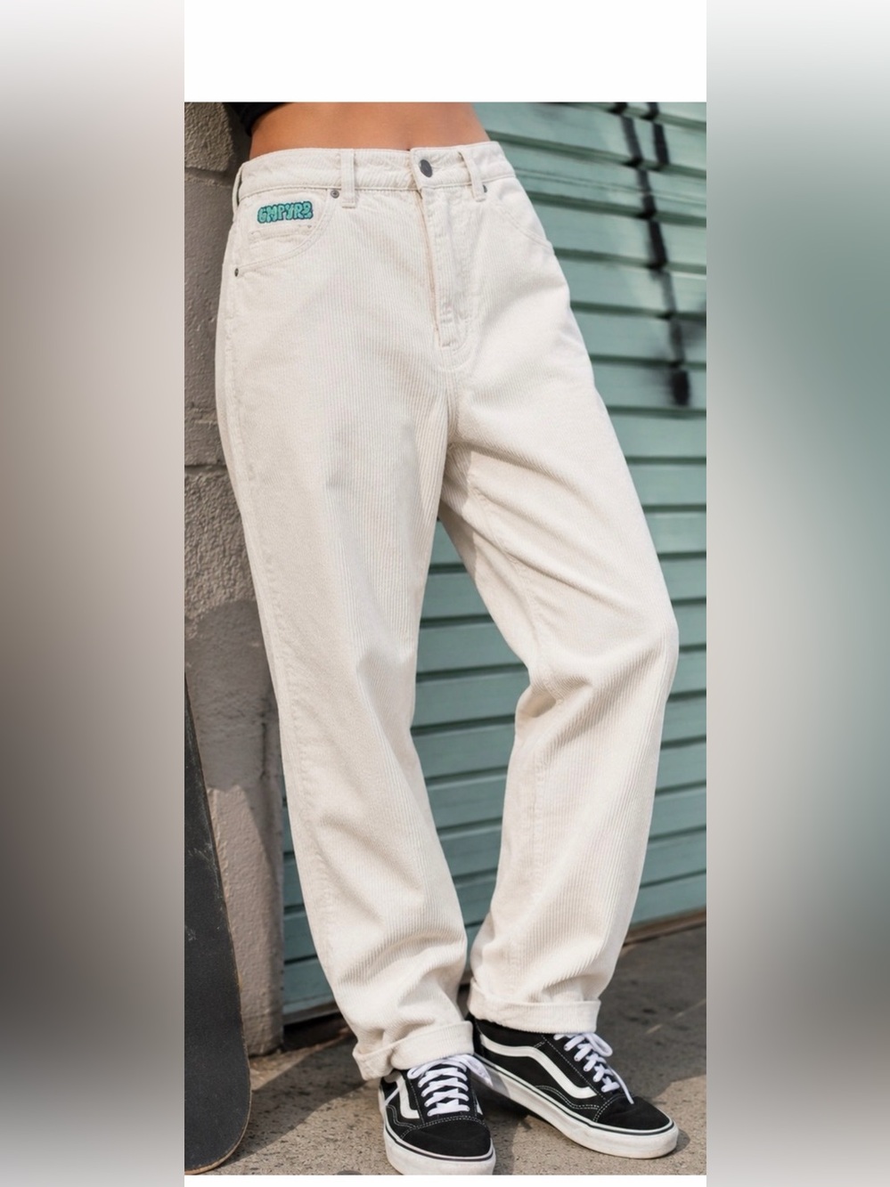 Empyre Tori Corduroy Pants Womens Size 2 Cream Straight Leg High Rise Casual